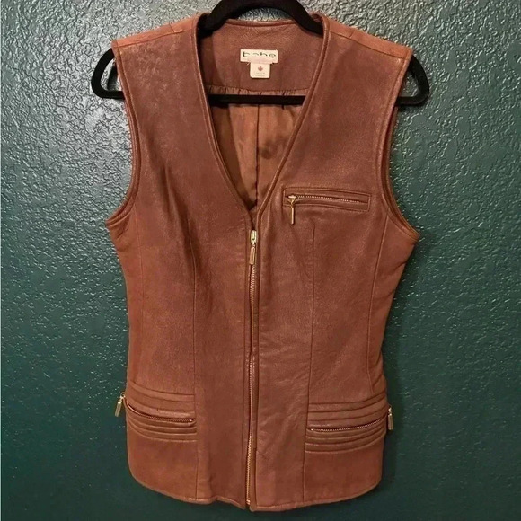 bebe Jackets & Blazers - Brown Genuine Leather Vintage Equestrian Style Vest - Bebe - Small